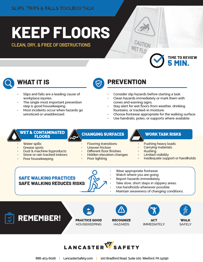 04 - Lancaster Safety - Toolbox Talk - Slips, Trips, Falls Thumbnail Preview