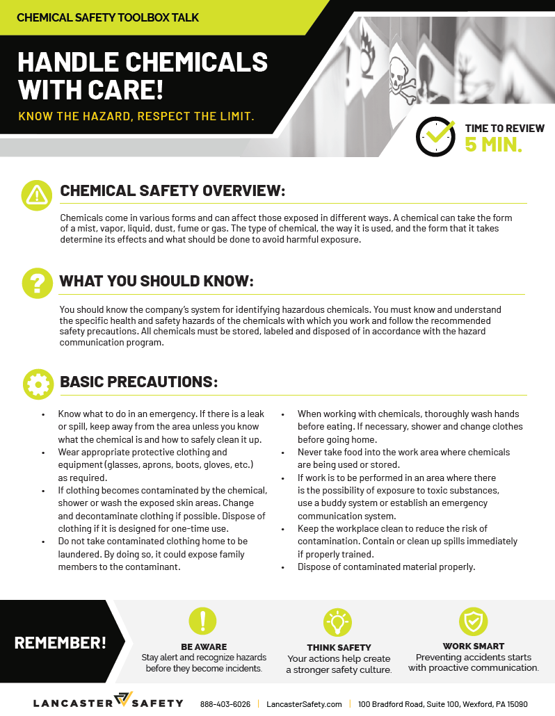 08 - Lancaster Safety - Toolbox Talk - Chemical Safety HAZCOM Preview Thumbnail