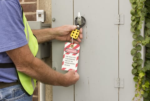 electricalLOTO cabinet with Hi vis vest